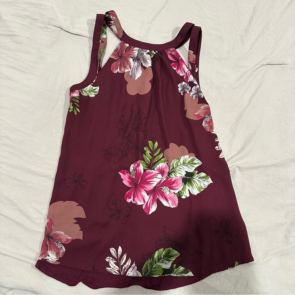 SOLD: Express Burgundy Floral Tank Top